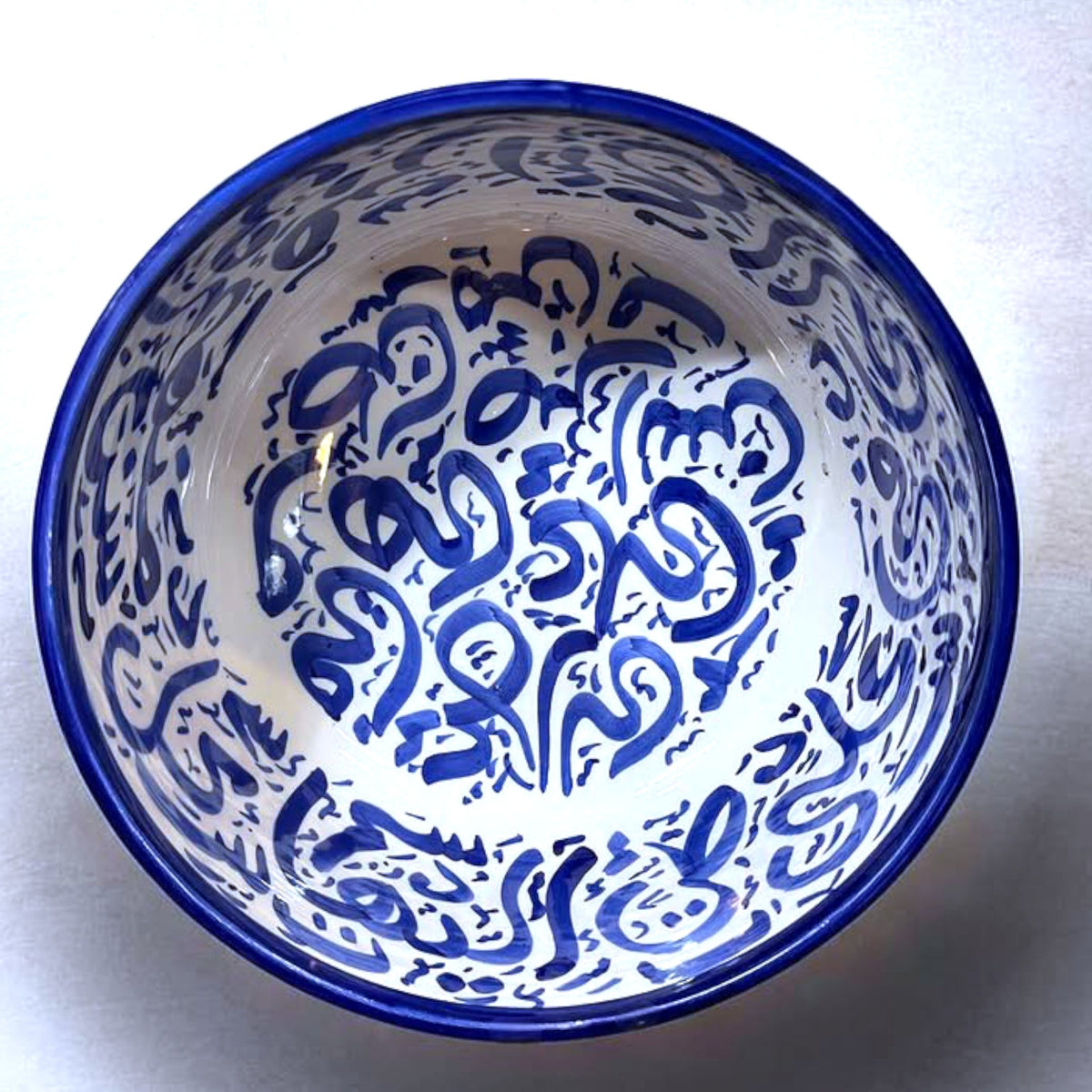Handcrafted Moroccan Arabic Calligraphy Bowls – Decorative & Functional Ceramic Serving Bowl