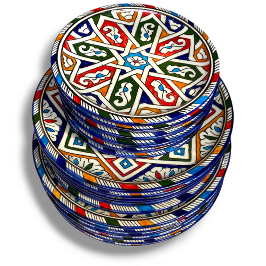 Moroccan Fez Pottery Plates – Handmade Andalusian Multicolor Ceramic Plates