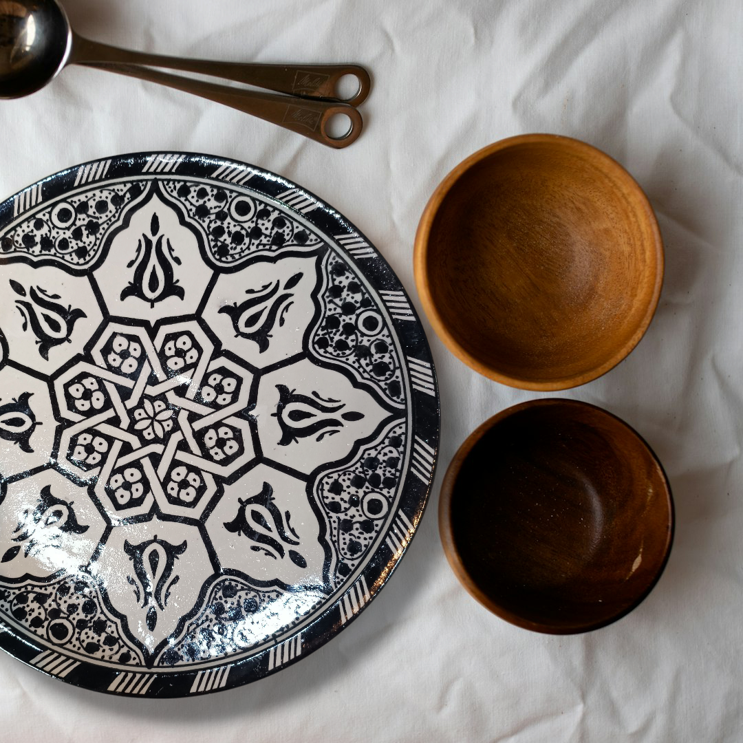 Black Moroccan fez pottery plates dishwasher and microwave safe