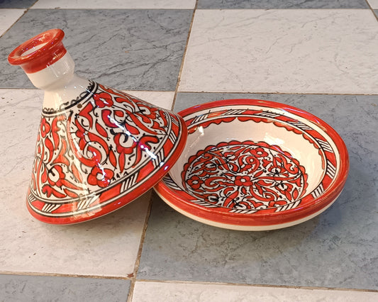 Moroccan Tagine Pot with Hand-Painted Floral Design – Authentic Ceramic Cooking Tagine