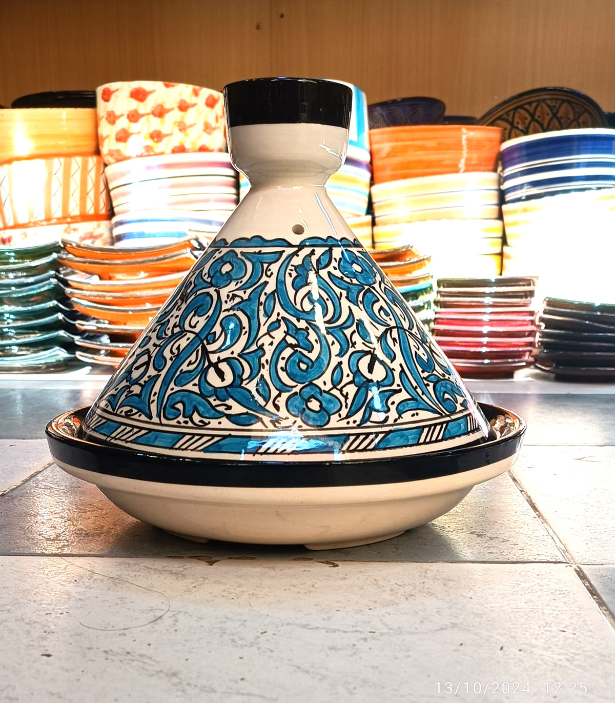 Authentic Ceramic Cooking Tagine Handmade Moroccan Tagine Pot with Hand-Painted Floral Design