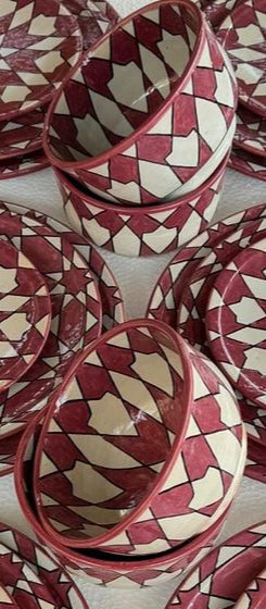 Exquisite Handmade Moroccan Pink Dinner Set: Hand-Painted, Wood-Fired Artistry