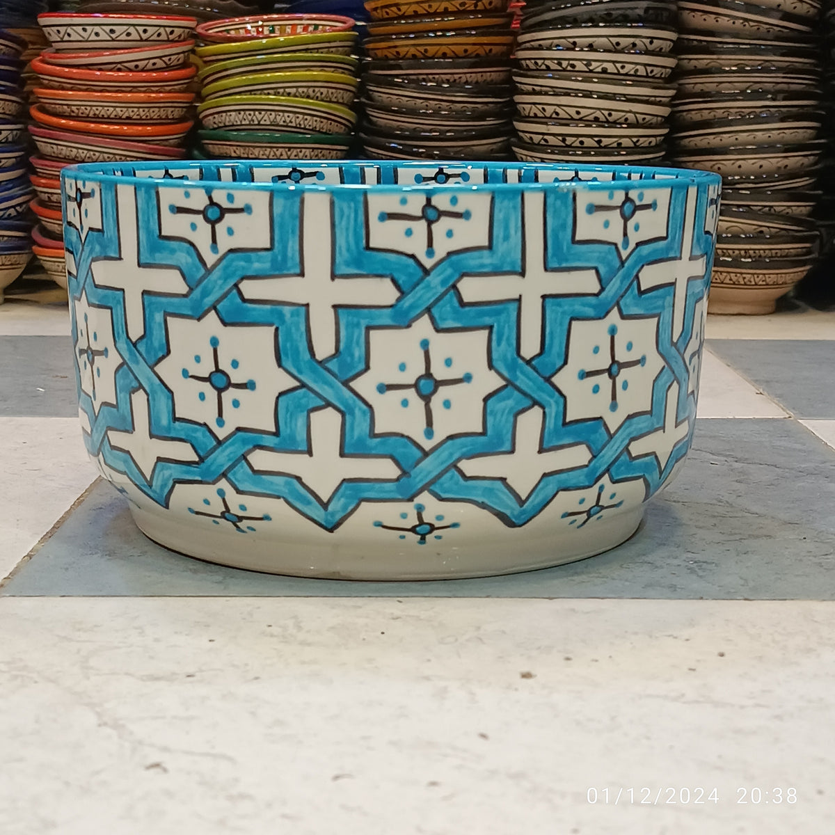 Handmade Moroccan Ceramic 4 Bowl Set – Hand-Painted Geometric Design | Fez Pottery