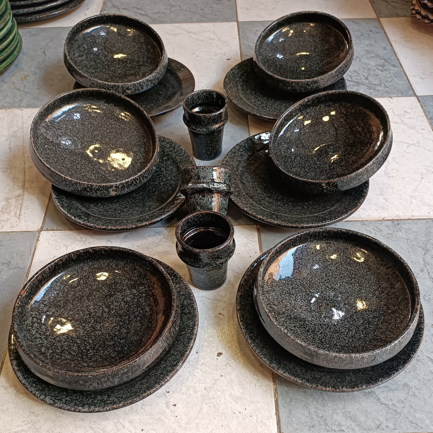 12-piece dinner set Handmade Black Colored Plate Sets Hand Painted 12 Piece