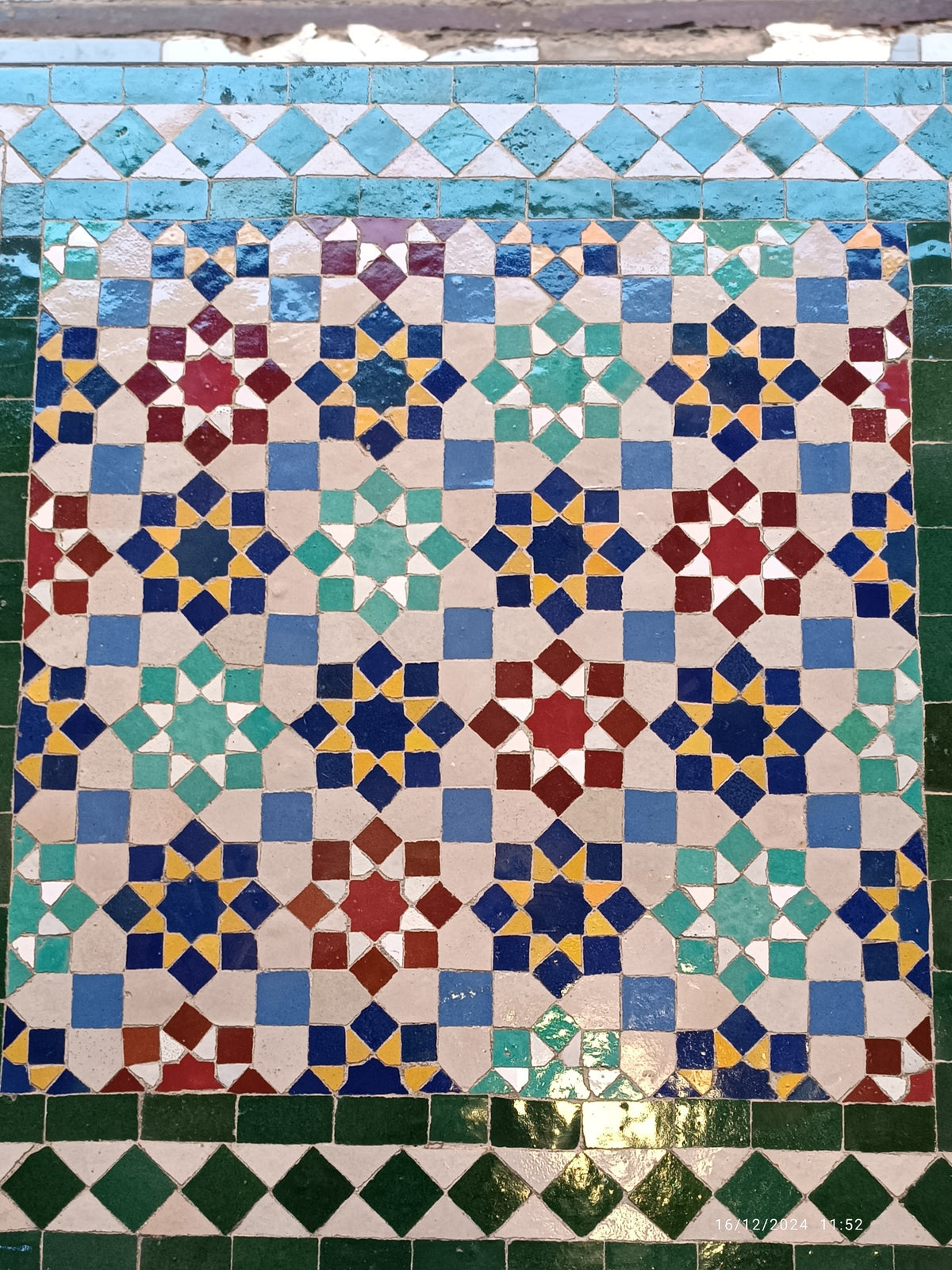 Handmade Moroccan Zellige Mosaic Table – Traditional Fes Ceramic Tile Table