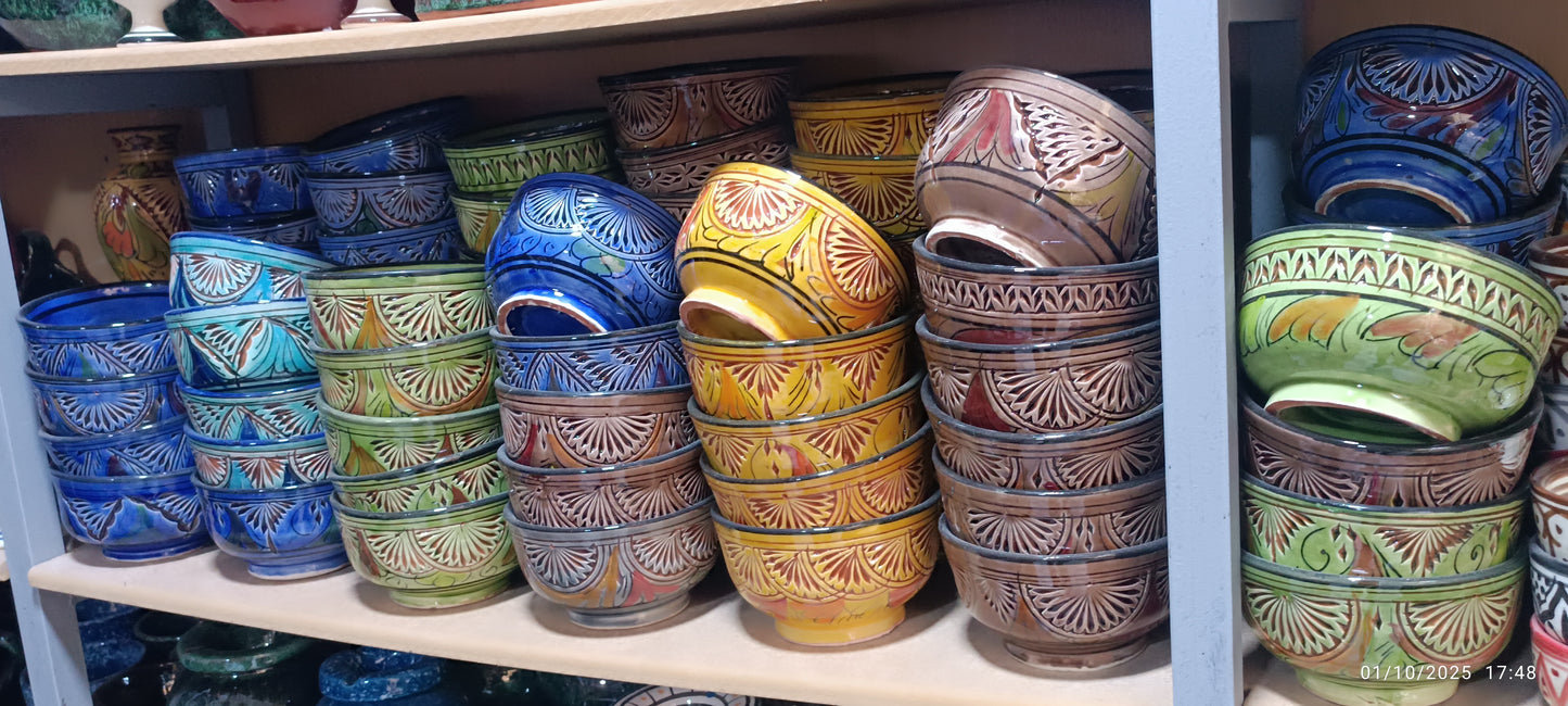 6 bowls handcrafted hand painted different colors