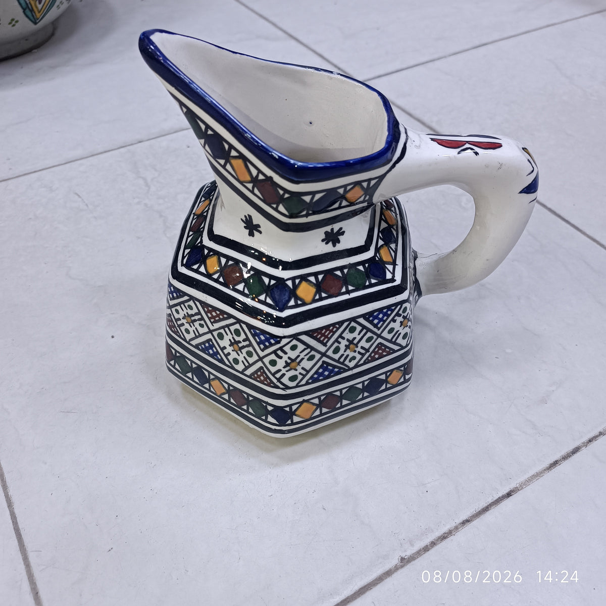 Handmade Fes Ceramic Carafe – 1 Liter Moroccan Pottery Pitcher (Copie) (Copie)