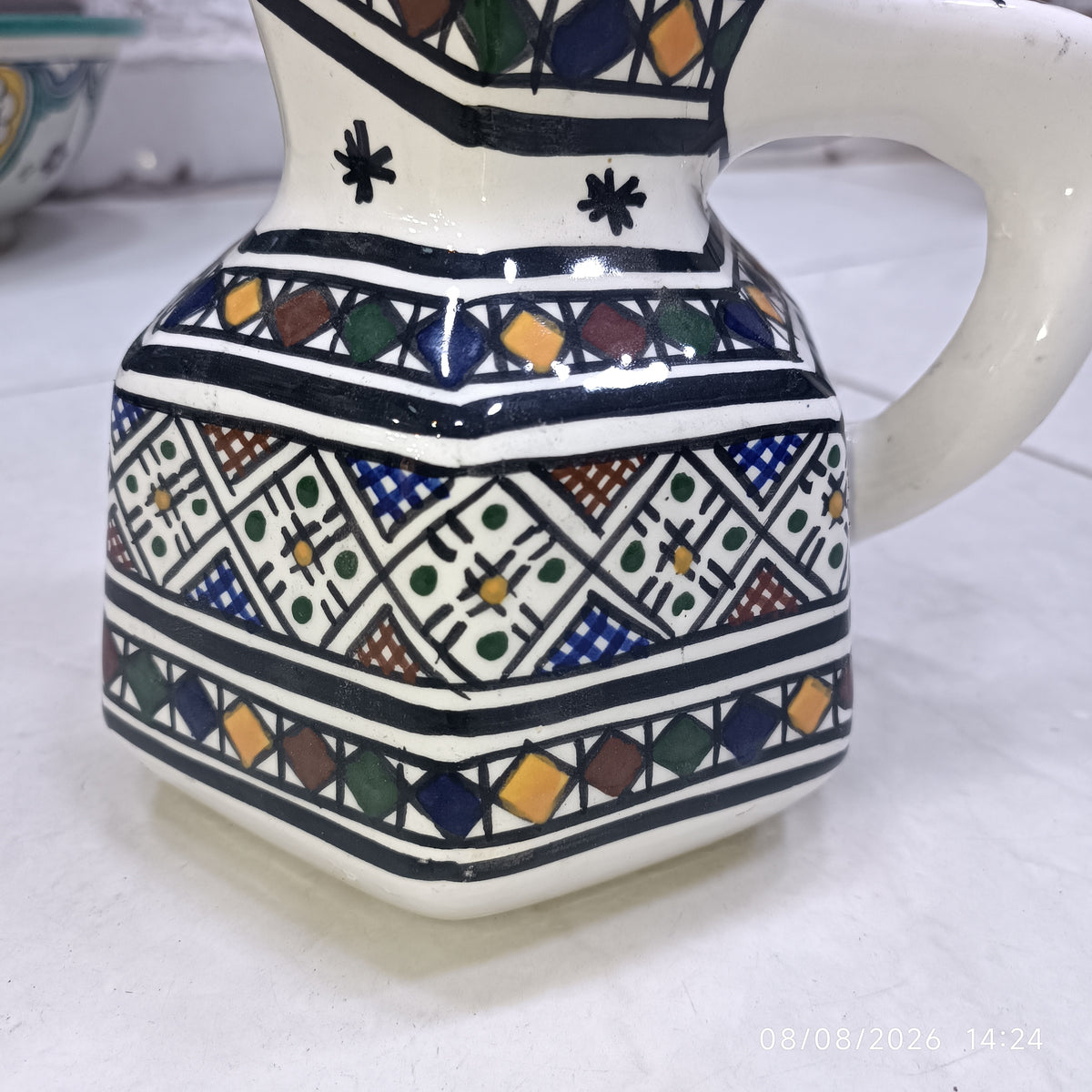 Handmade Fes Ceramic Carafe – 1 Liter Moroccan Pottery Pitcher (Copie) (Copie)