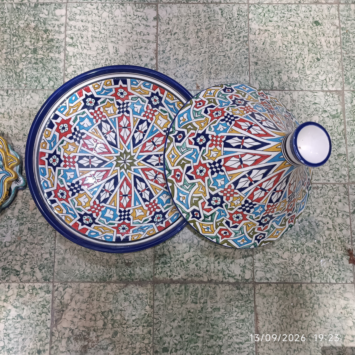 Handmade Moroccan Fes Tagine – Blue & White Hand-Painted Ceramic Serving Tagine