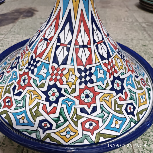 Handmade Moroccan Fes Tagine – multicolore Hand-Painted Ceramic Serving Tagine