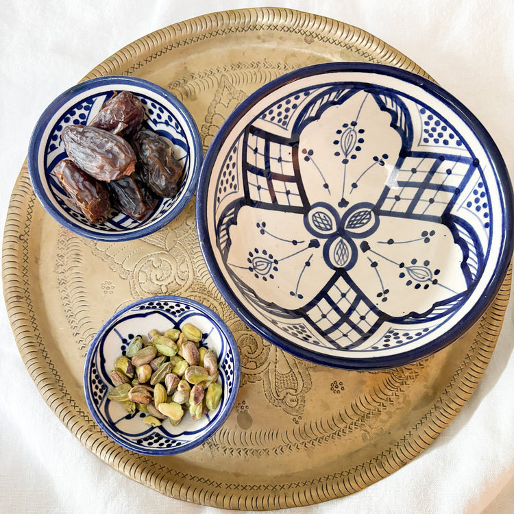Bowls and plates handmade from fez medina pottery