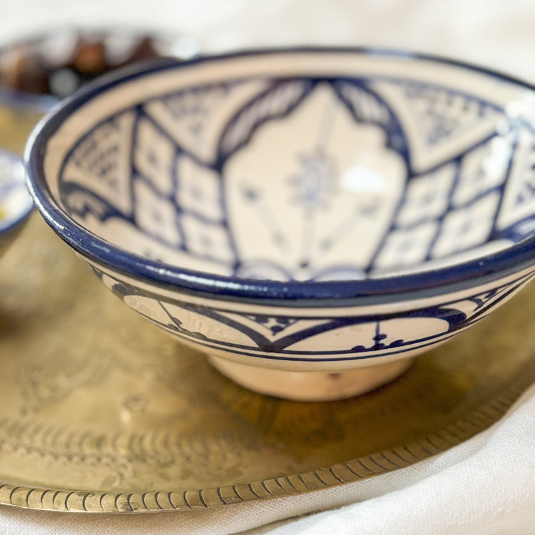 Bowls and plates handmade from fez medina pottery