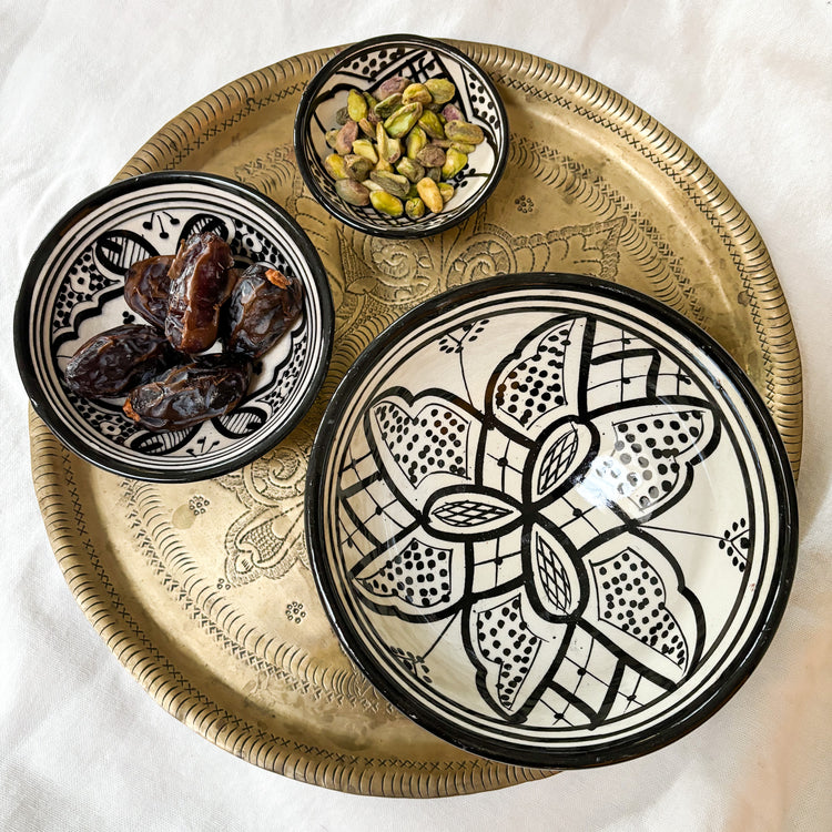 Bowls and plates handmade from fez medina pottery