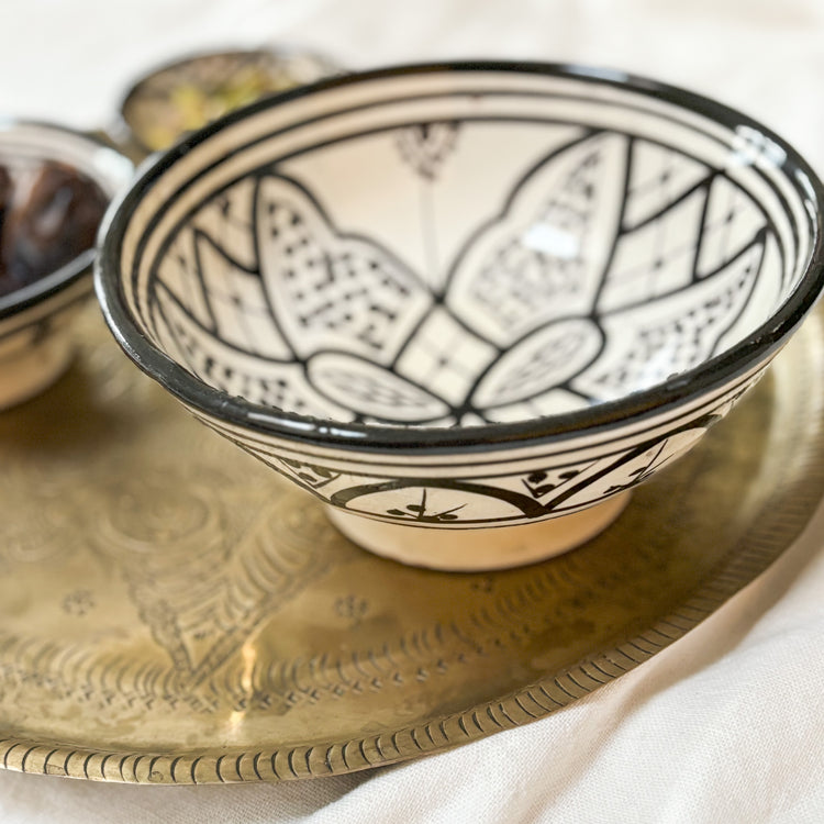 Bowls and plates handmade from fez medina pottery