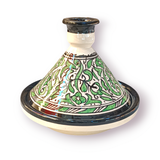 Moroccan fez pottery Tagine Pot with Hand-Painted Floral Design – Authentic Ceramic Cooking Tagine