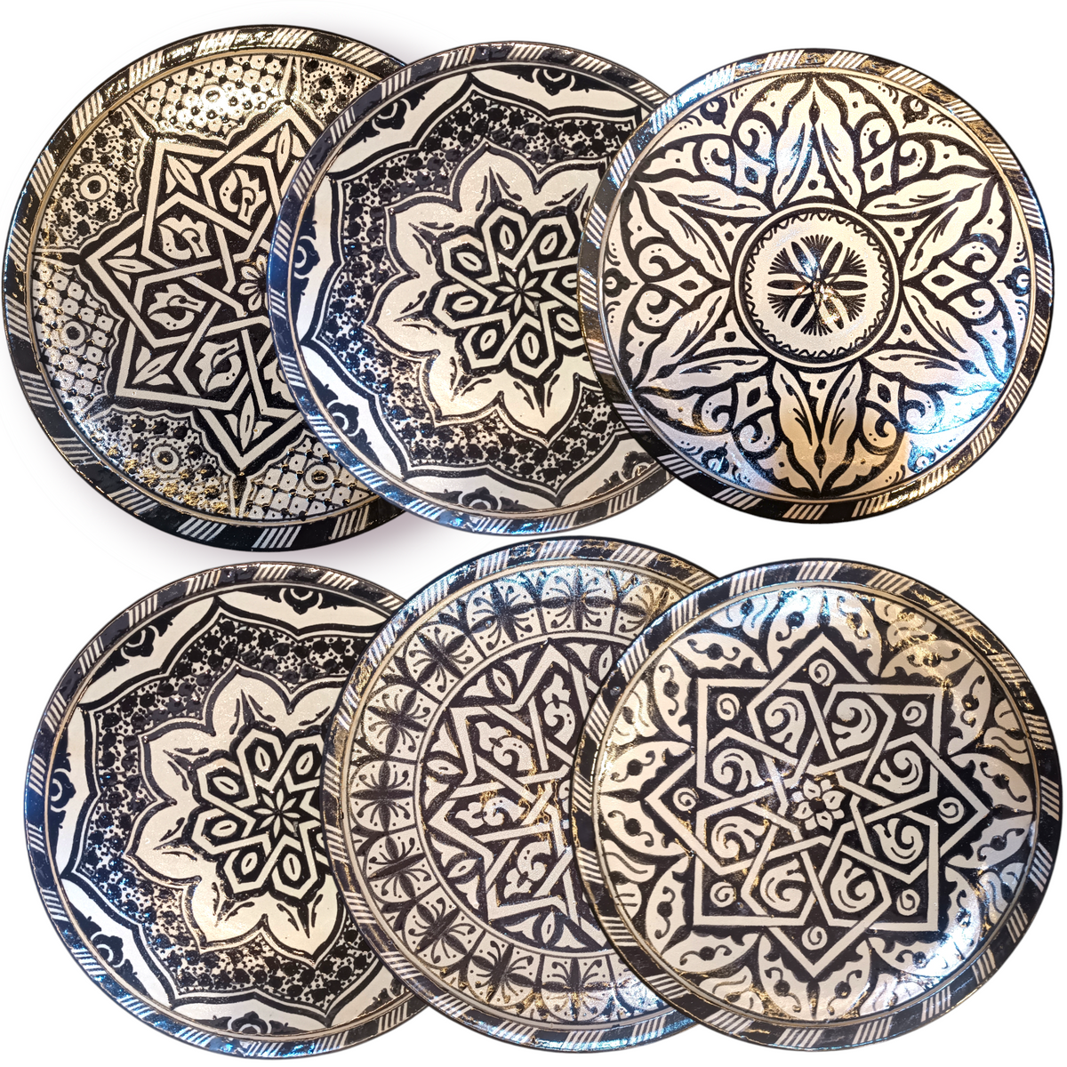 Black Moroccan fez pottery plates dishwasher and microwave safe