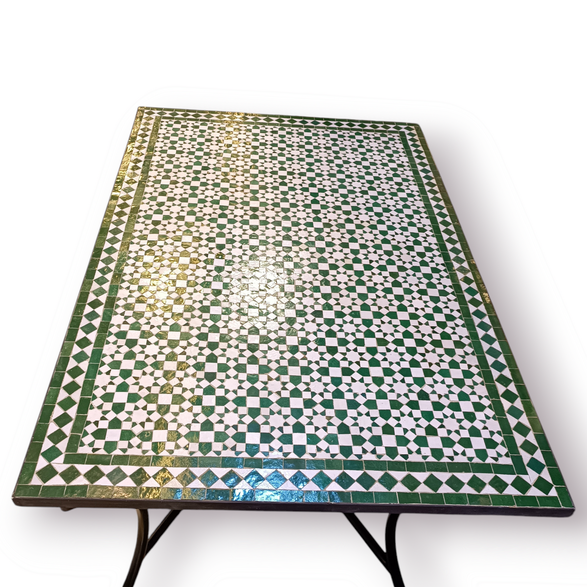 Handmade Rectangular Moroccan Zellige Mosaic Table – Authentic Fes Craftsmanship