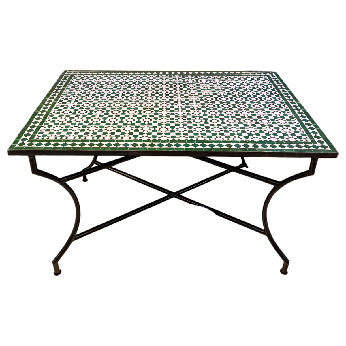 Handmade Rectangular Moroccan Zellige Mosaic Table – Authentic Fes Craftsmanship