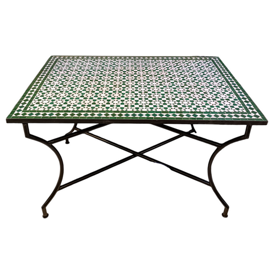 Handmade Rectangular Moroccan Zellige Mosaic Table – Authentic Fes Craftsmanship