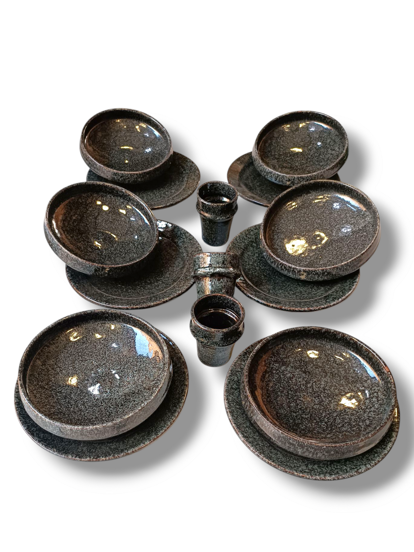 12-piece dinner set Handmade Black Colored Plate Sets Hand Painted 12 Piece