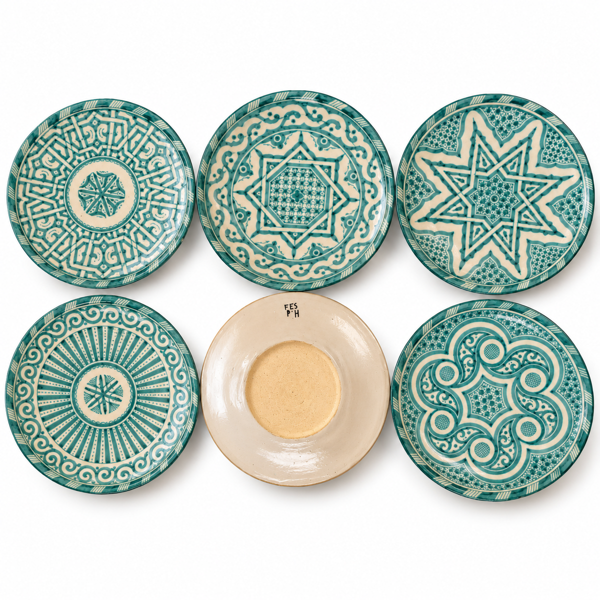 Handmade Moroccan Ceramic Plates & Decorative Wall Plates – Turquoise Geometric Design