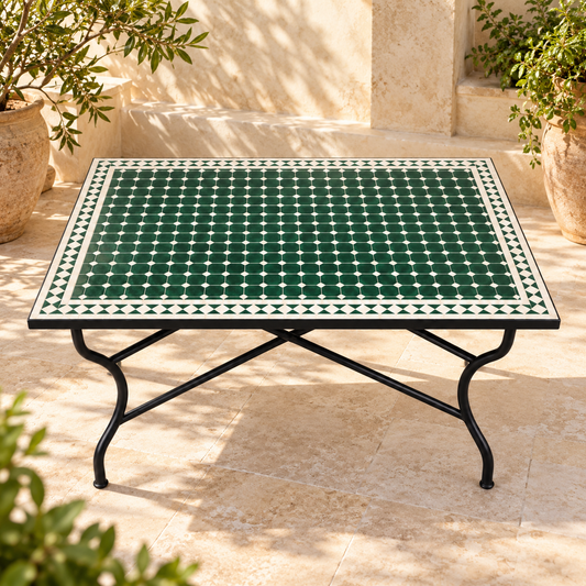 Rectangular Moroccan Zellige Mosaic Table – Handmade Fes Tilework