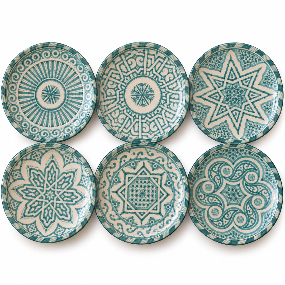 Handmade Moroccan Ceramic Plates & Decorative Wall Plates – Turquoise Geometric Design