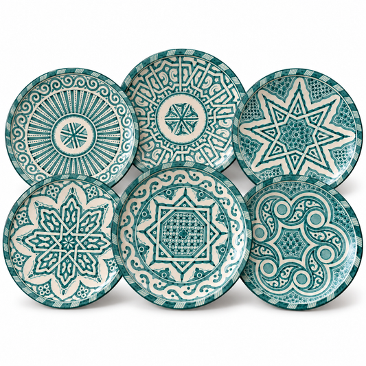 Handmade Moroccan Ceramic Plates & Decorative Wall Plates – Turquoise Geometric Design