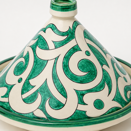 Handmade Moroccan Cooking Tagine – Green Ceramic Tagine from Fez | Oven & Stovetop Safe