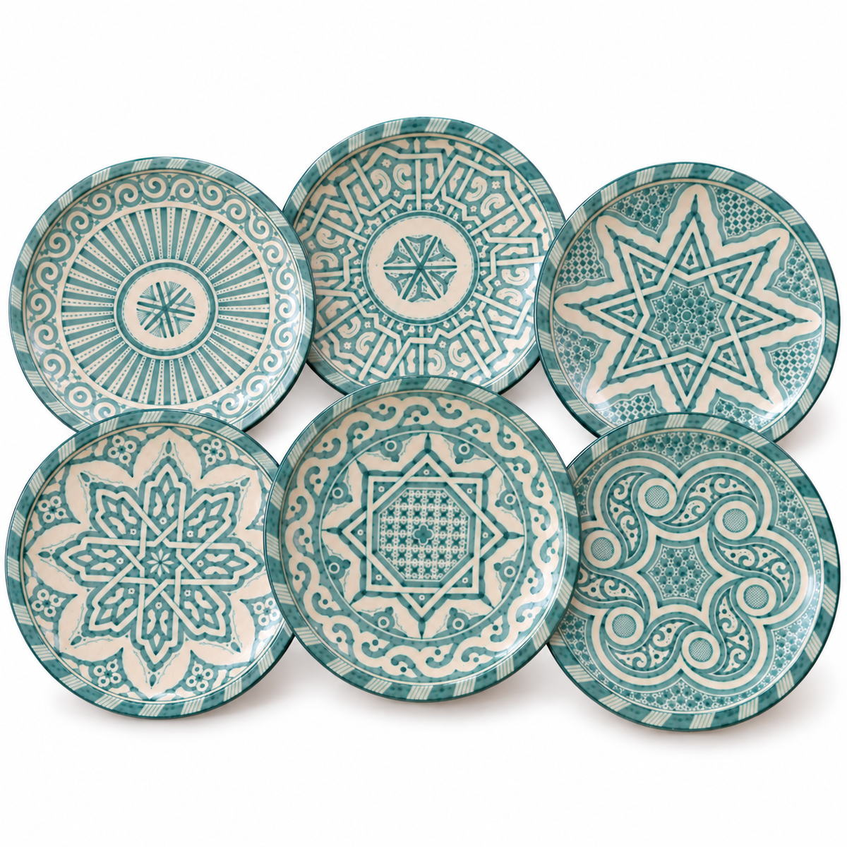 Handmade Moroccan Ceramic Plates & Decorative Wall Plates – Turquoise Geometric Design
