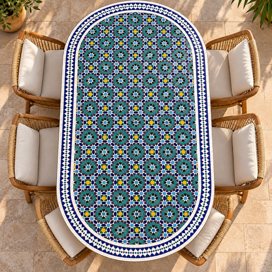 Handmade Moroccan fez Mosaic Table – Authentic Fez Zellige Design