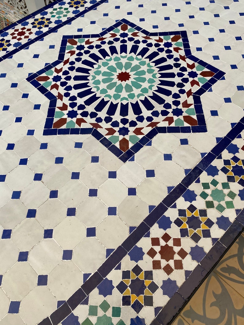 Moroccan Oval Mosaic Table – Handmade Traditional Zellige Art