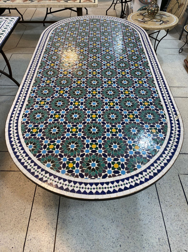 Handmade Moroccan fez Mosaic Table – Authentic Fez Zellige Design