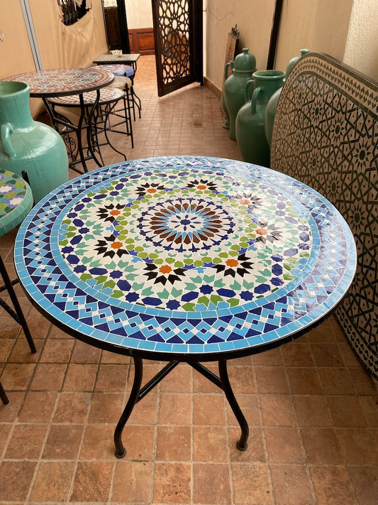 Handmade Moroccan Mosaic Table: multicolore Elegance from fez