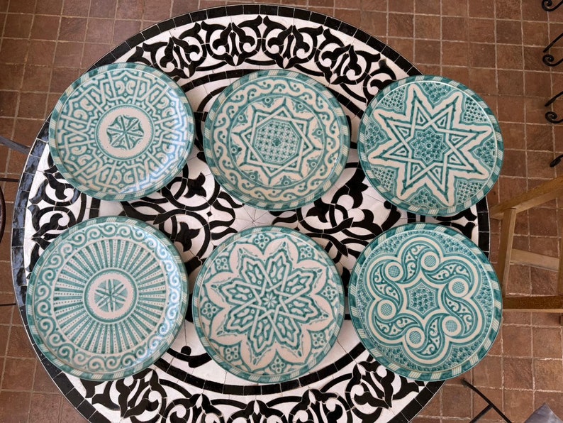 Handmade Moroccan Ceramic Plates & Decorative Wall Plates – Turquoise Geometric Design