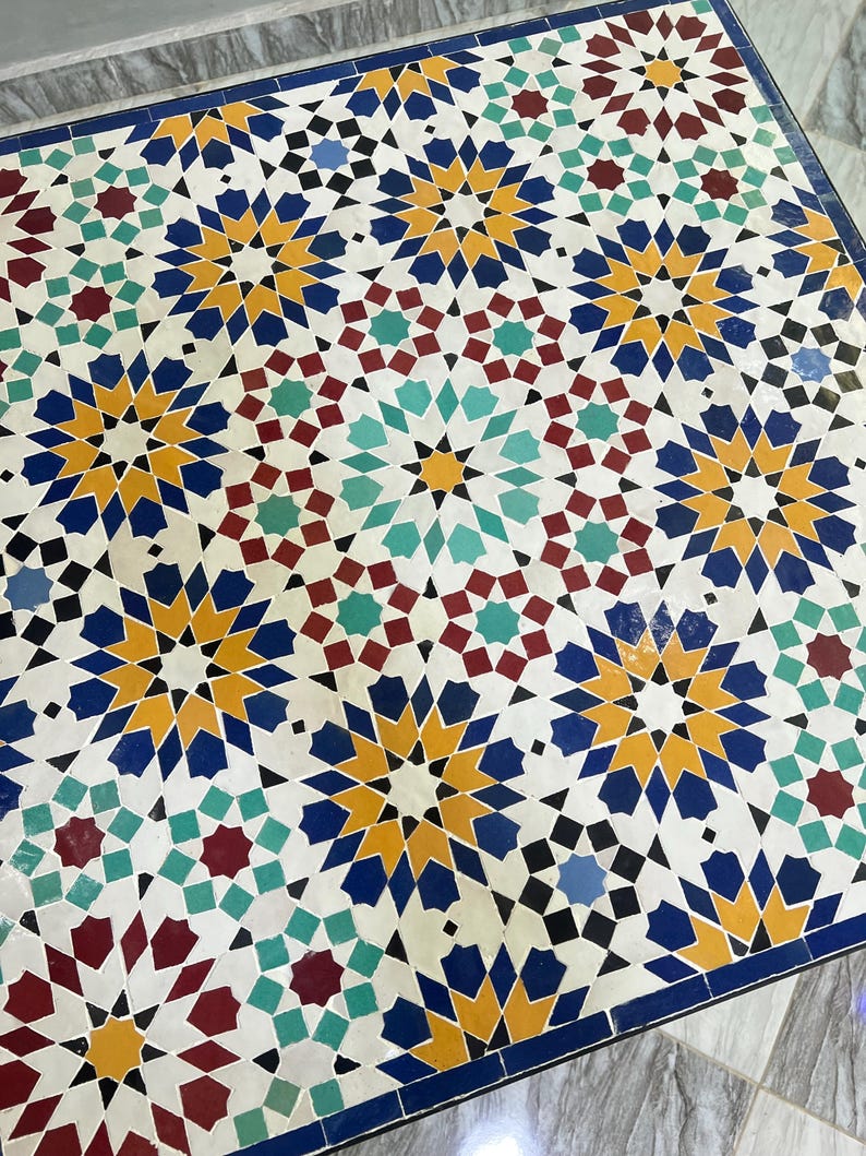 Handmade Moroccan Mosaic Table – Authentic Zellige Art