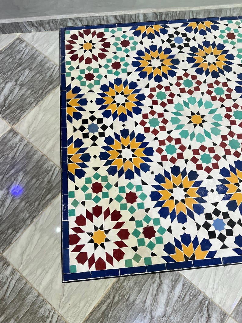 Handmade Moroccan Mosaic Table – Authentic Zellige Art