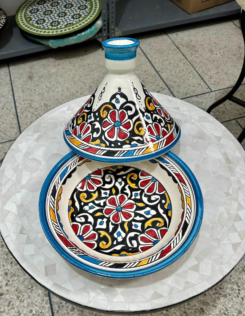 Moroccan Tagine with Hand-Painted – fez pottery Ceramic Cooking Pot