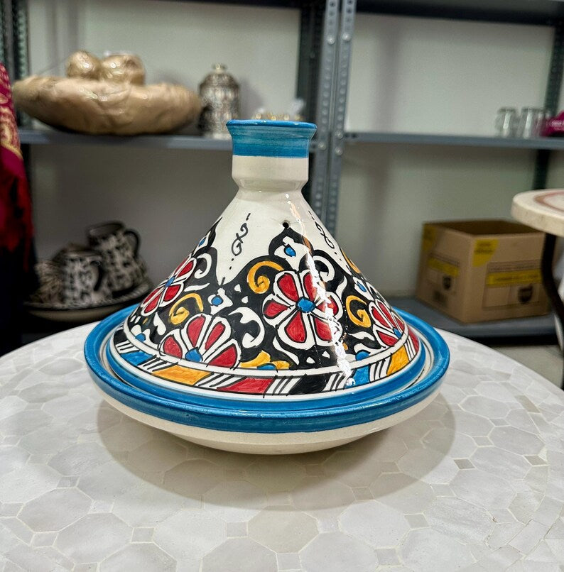 Moroccan Tagine with Hand-Painted – fez pottery Ceramic Cooking Pot