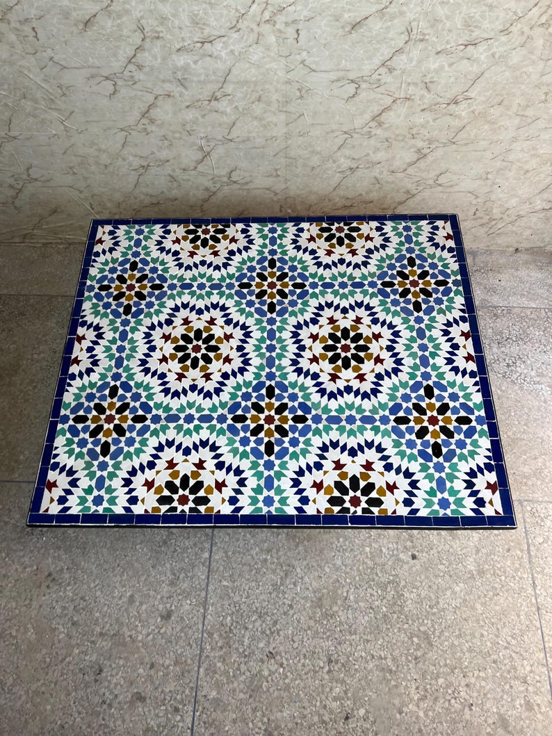 Moroccan Mosaic Table – Handmade Colorful Zellige Table from Fez