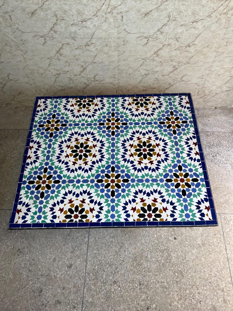 Moroccan Mosaic Table – Handmade Colorful Zellige Table from Fez