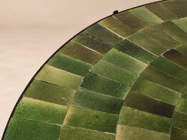 Moroccan Zellige Mosaic Table – Handmade Round Ceramic Tile Table