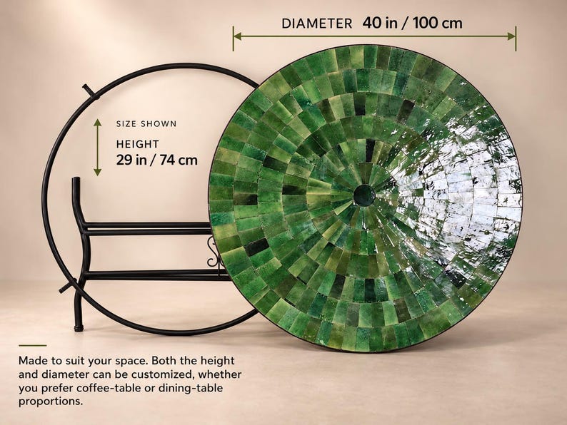 Moroccan Zellige Mosaic Table – Handmade Round Ceramic Tile Table