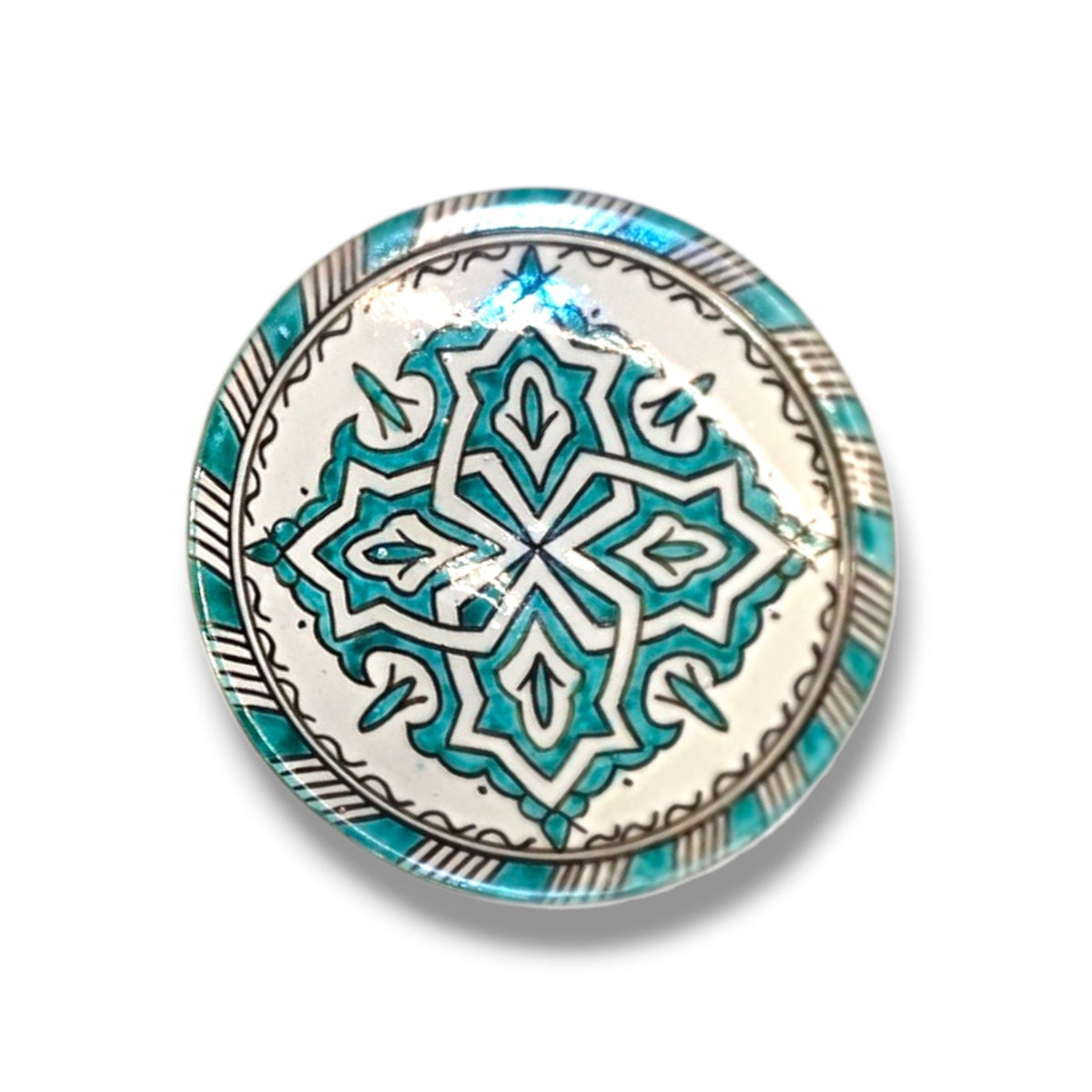 Green hand painted Moroccan fez pottery plates dishwasher and microwave safe