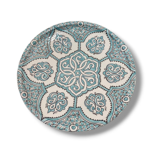 Handmade Moroccan Fes Pottery green Plate – Hand-Painted Ceramic Plate