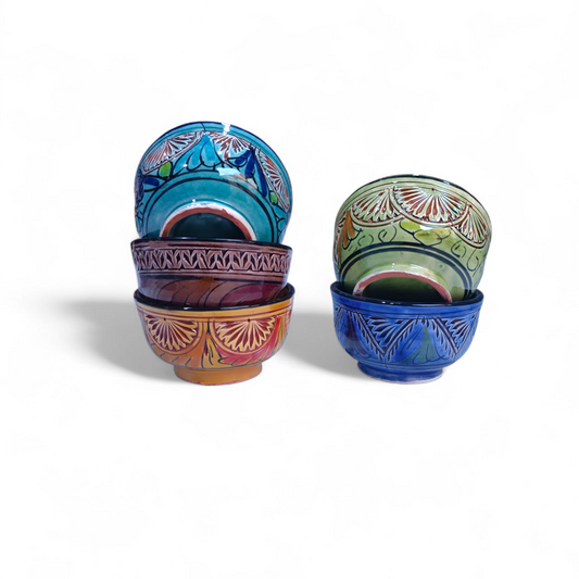 6 bowls handcrafted hand painted different colors