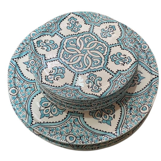 Handmade Moroccan Fes Pottery green Plate – Hand-Painted Ceramic Plate