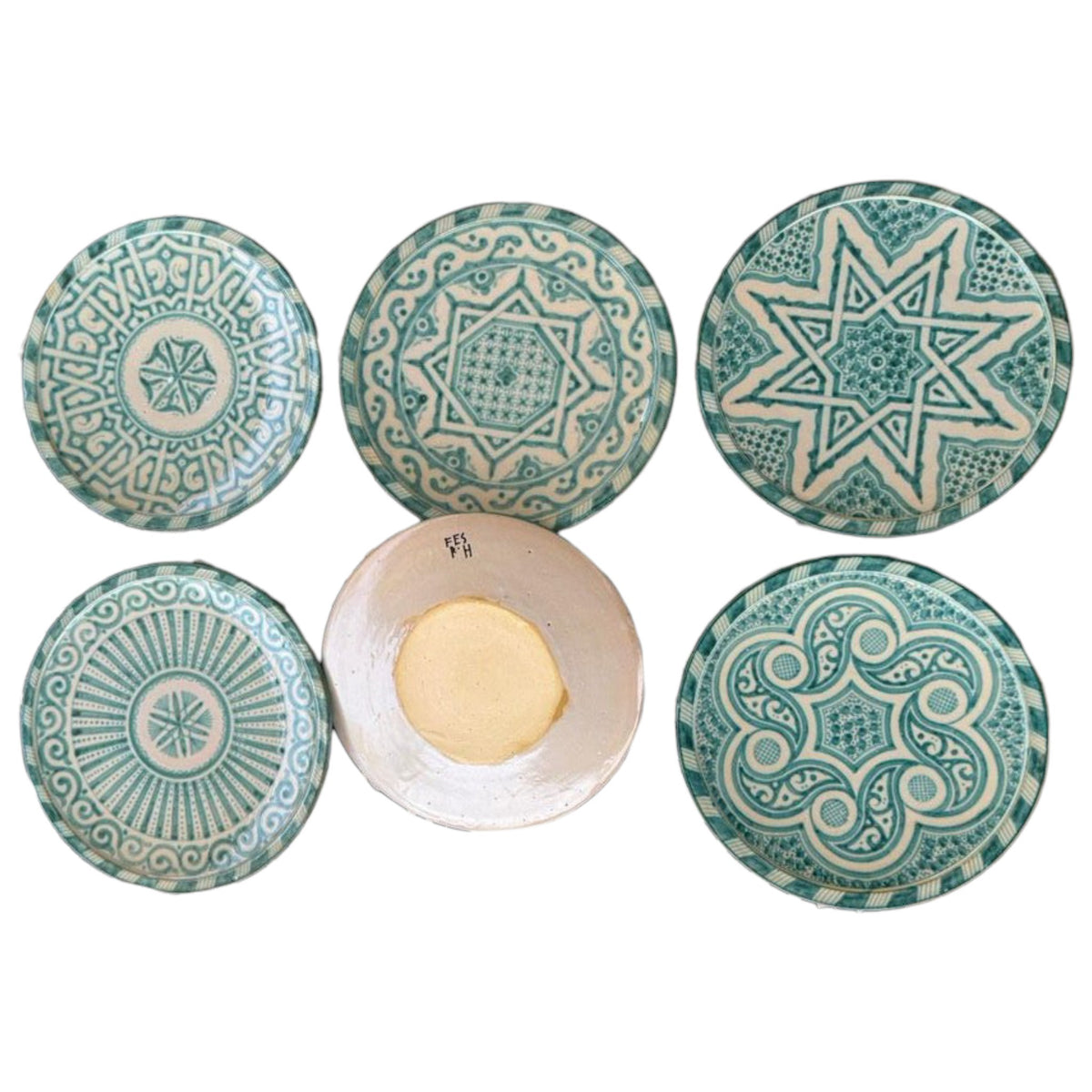Handmade Moroccan Ceramic Plates & Decorative Wall Plates – Turquoise Geometric Design