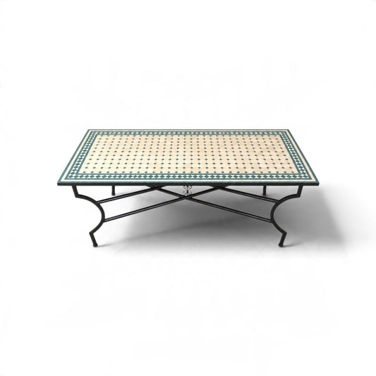 Rectangular Moroccan Zellige Mosaic Table – Handmade Fes Tile Table