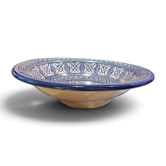 Handmade Moroccan Fes Ceramic Bowl with Berber Design – Decorative Wall Plate